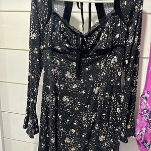 Black Floral Long Sleeve Dress